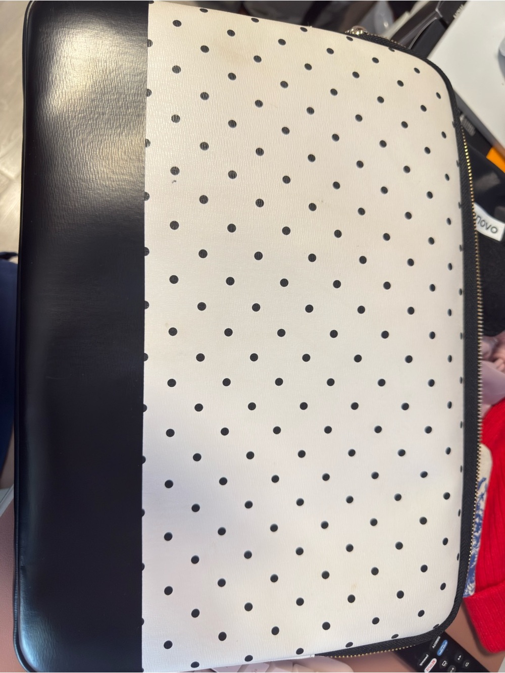 kate spade White Black Red Minnie Mouse Polka Dot Laptop Sleeve - Picture 7 of 9